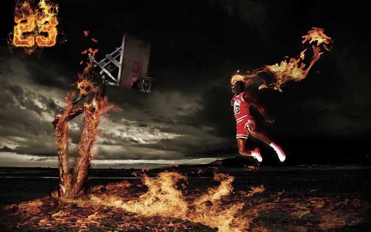 Michael Jordan schiacciata in fiamme, 1280x800 HD, ROG Asus Laptop