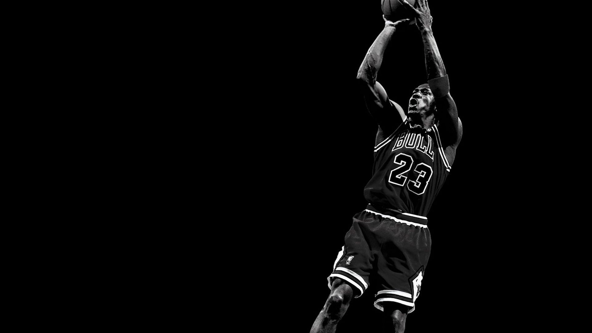 Michael Jordan tiro basket bianco nero, Chicago Bulls, 1920x1080 Full HD 1080p, Desktop