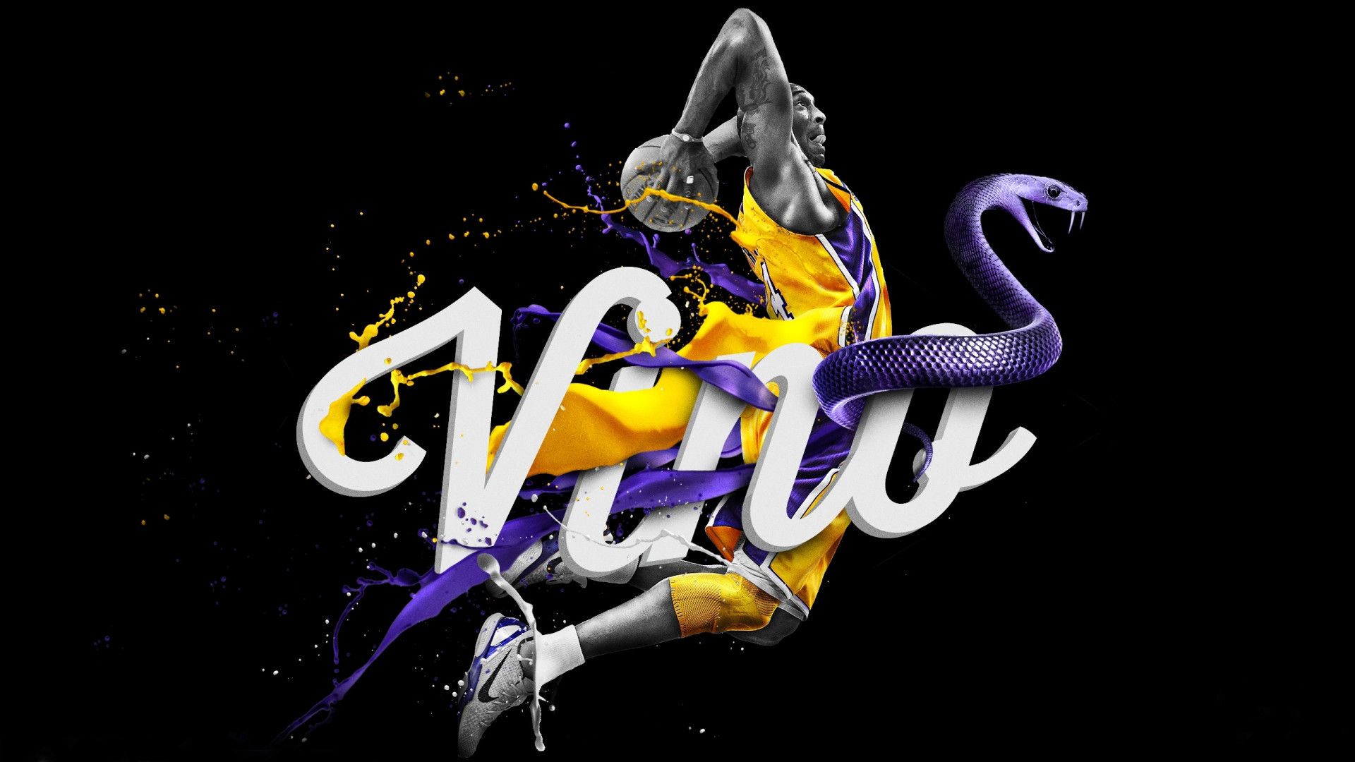 Kobe Bryant silhouette viola nero, Los Angeles Lakers, 1920x1080 1080p, Desktop