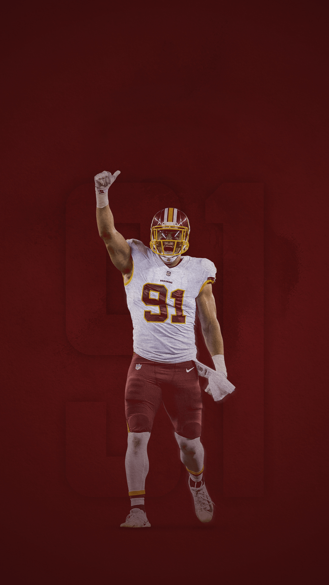 Giocatore football Redskins numero 91, 1080x1920 Verticale, iPhone