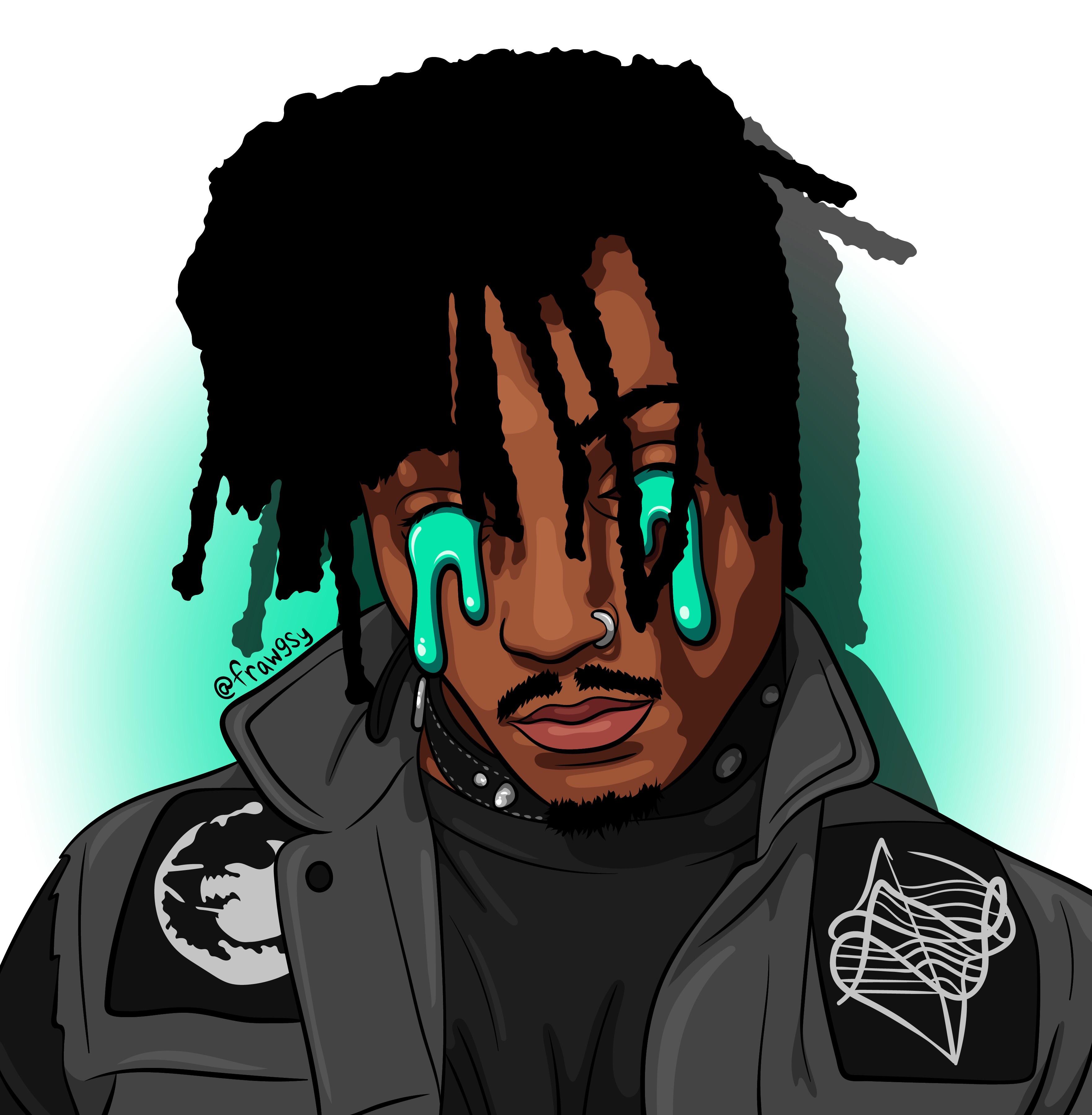 Juice Wrld cartoon lacrime verdi, 3525x3600 Full HD Verticale, Smartphone