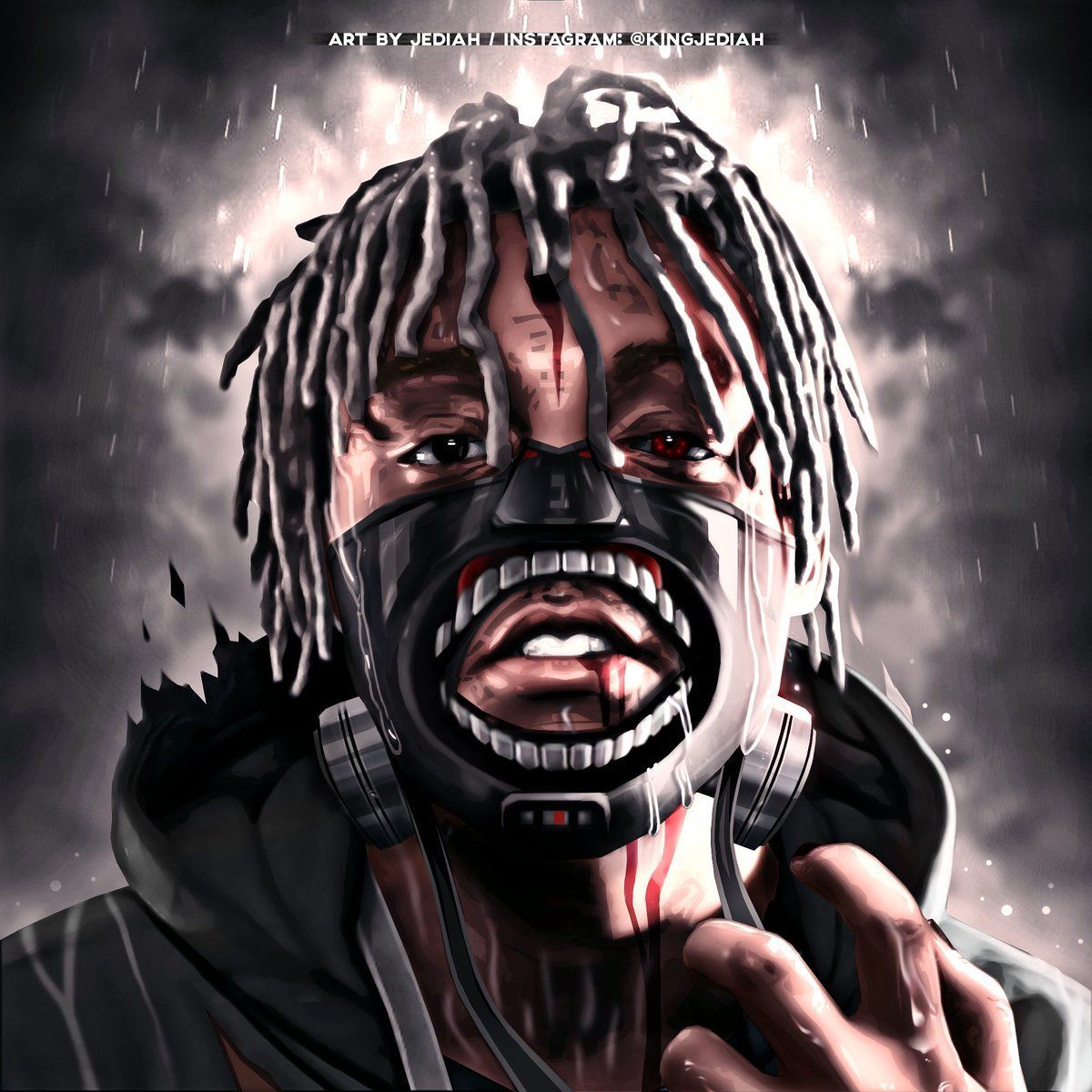 Juice Wrld illustrazione con maschera, 1200x1200 HD, Desktop