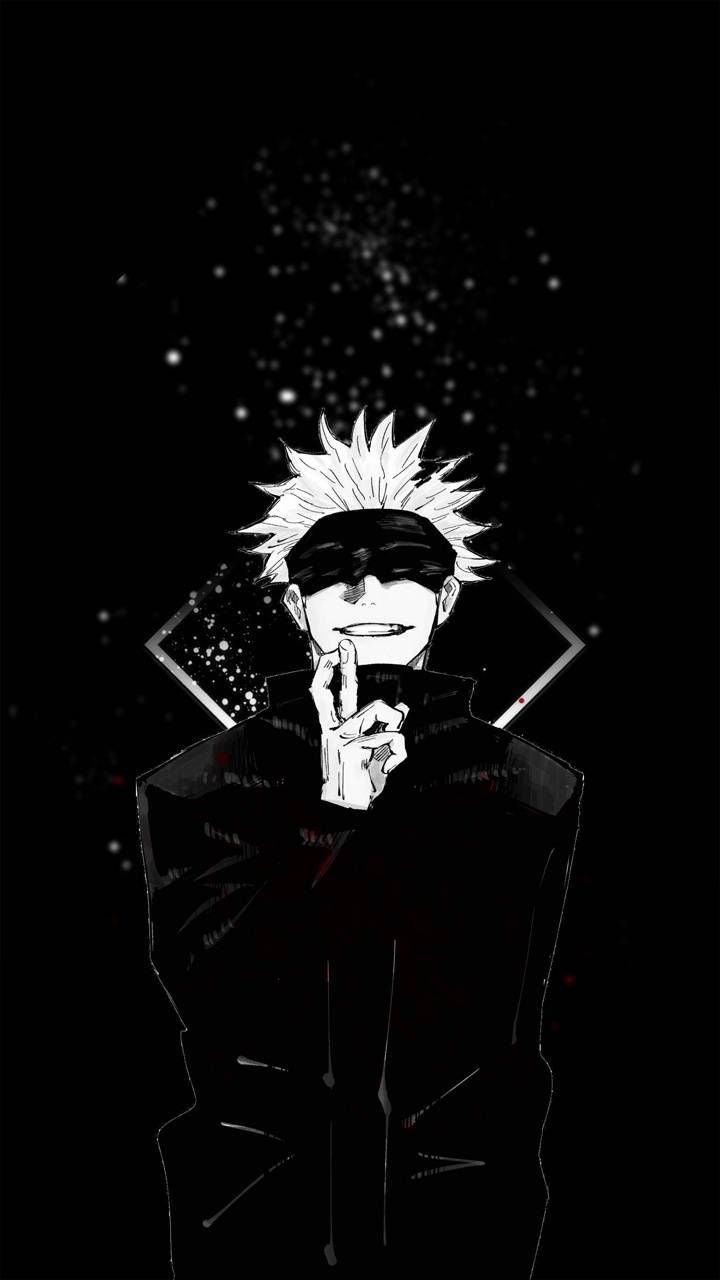 Gojo Satoru Jujutsu Kaisen bianco nero, anime, 720x1280 Verticale, Mobile