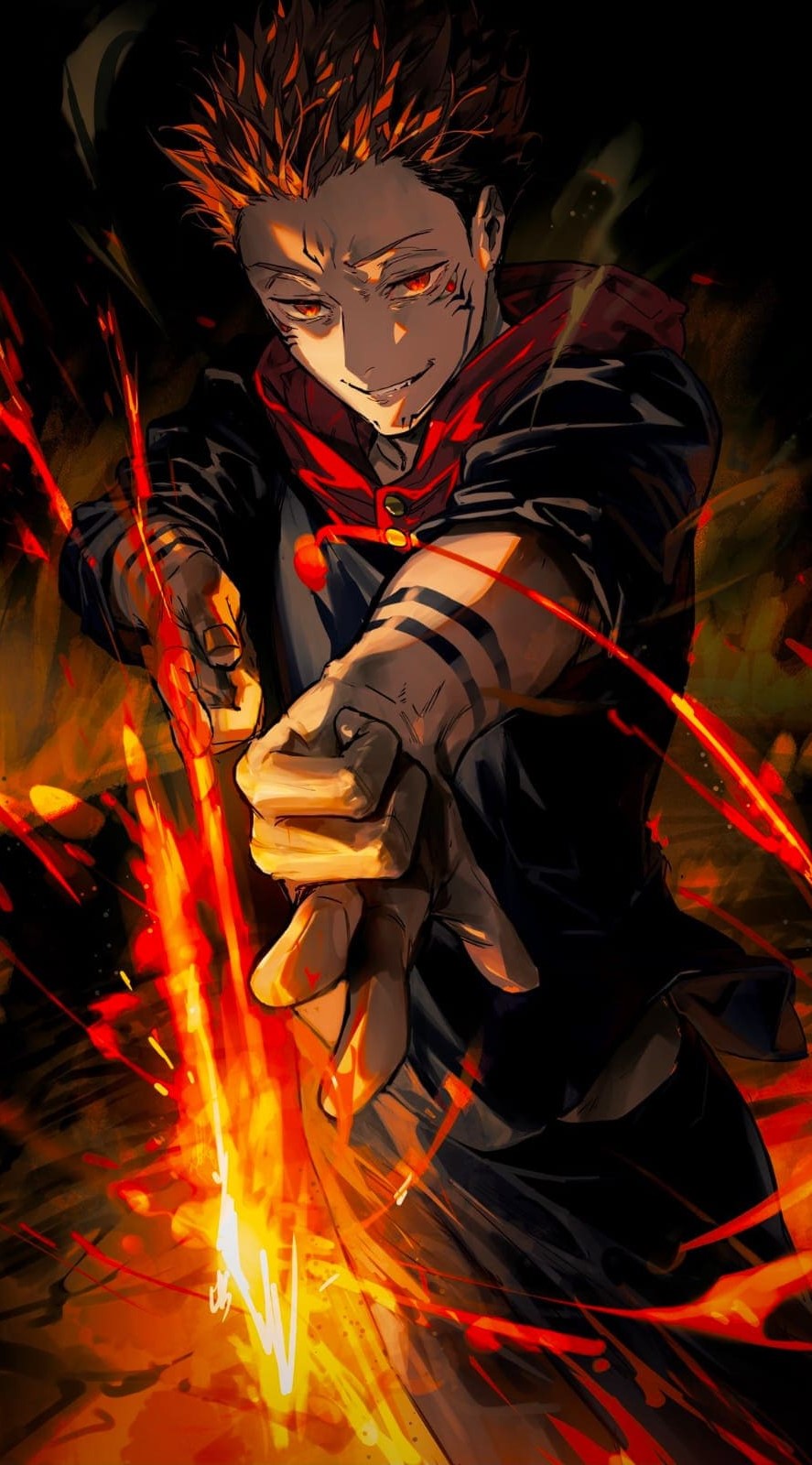 Sukuna Jujutsu Kaisen fiamme, 887x1600 Full HD Verticale, Smartphone