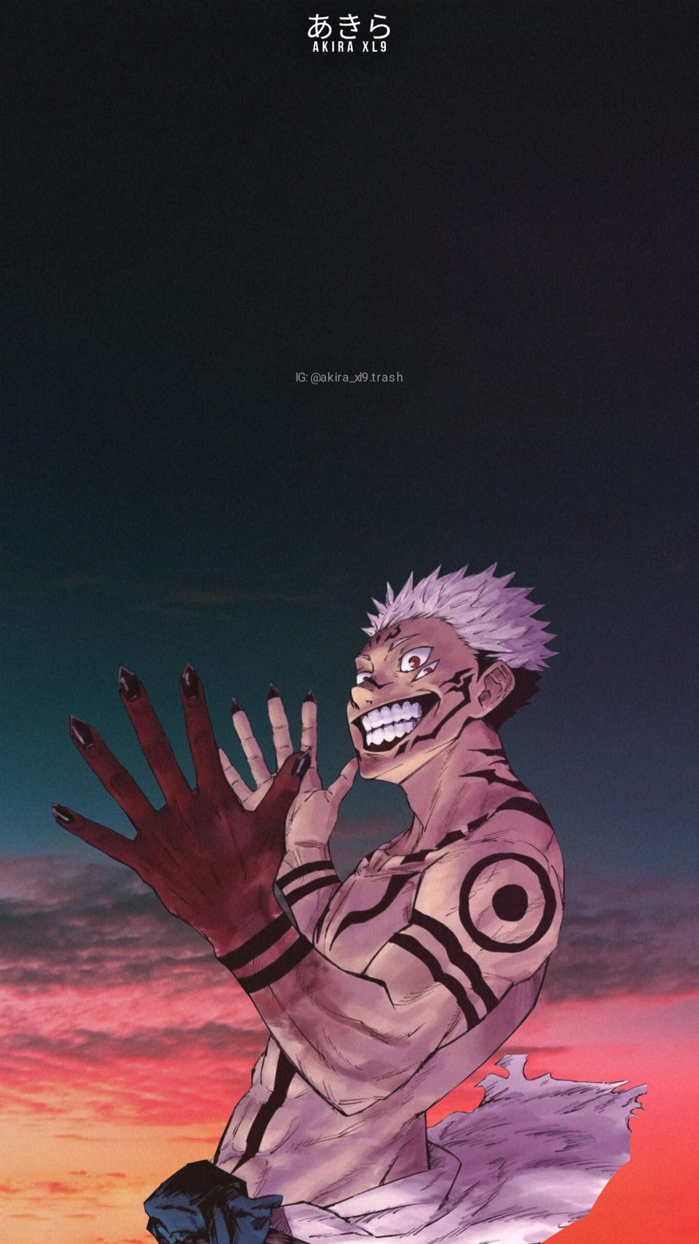 Sukuna Jujutsu Kaisen tramonto, 1438x2560 Verticale, Telefono