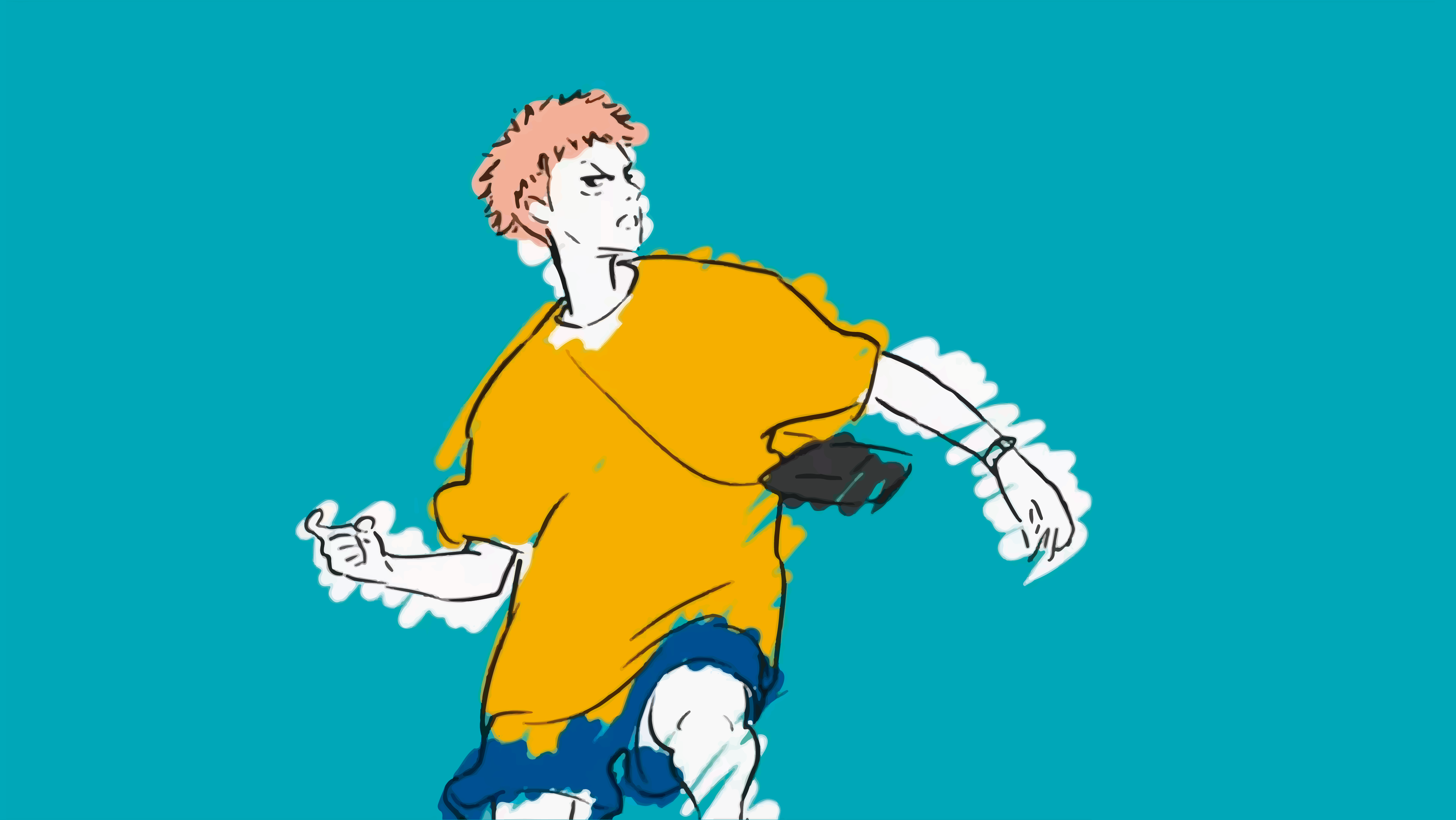 Personaggio Jujutsu Kaisen, sfondo turchese, 4000x2253 UHD, PC 4K