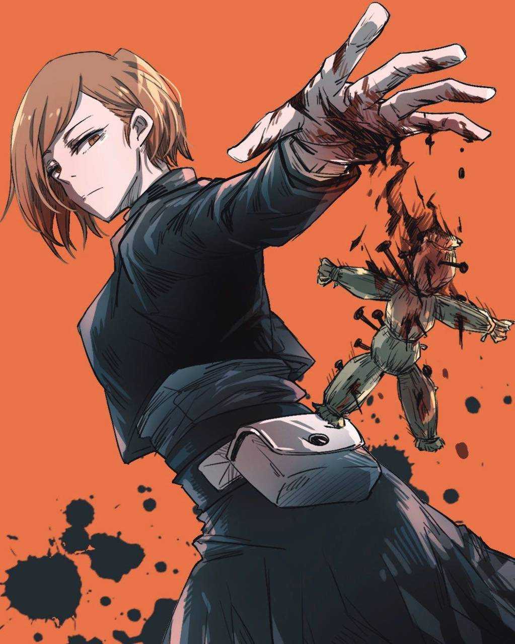 Nobara Jujutsu Kaisen sfondo arancione, 1023x1280 Verticale, Mobile