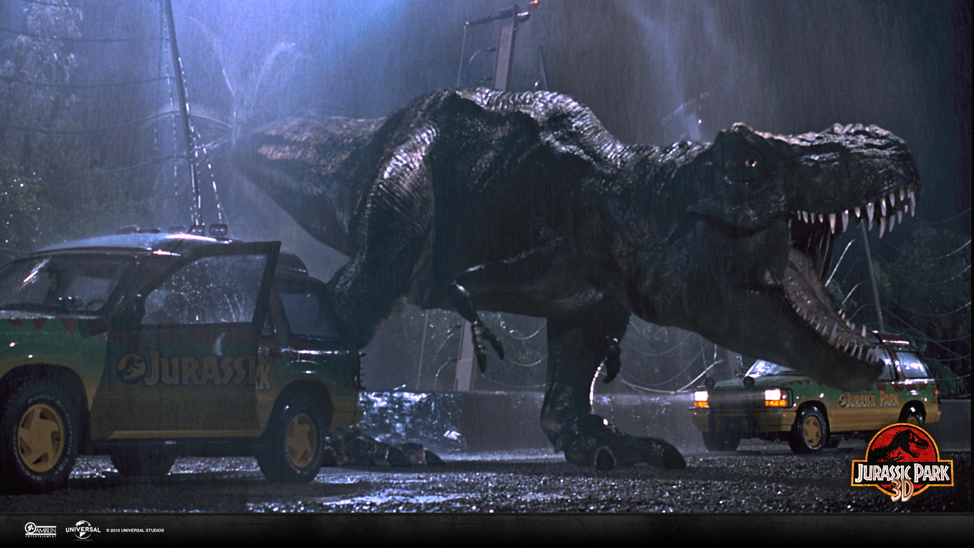 T-Rex Jurassic Park veicoli notte, 1920x1080 1080p, Desktop