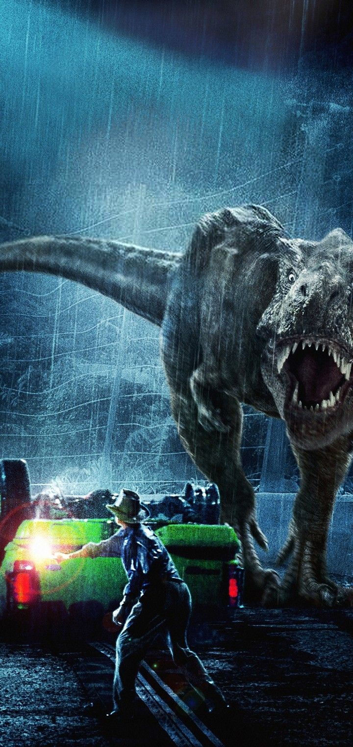 T-Rex Jurassic Park pioggia, 720x1521 Verticale, Mobile