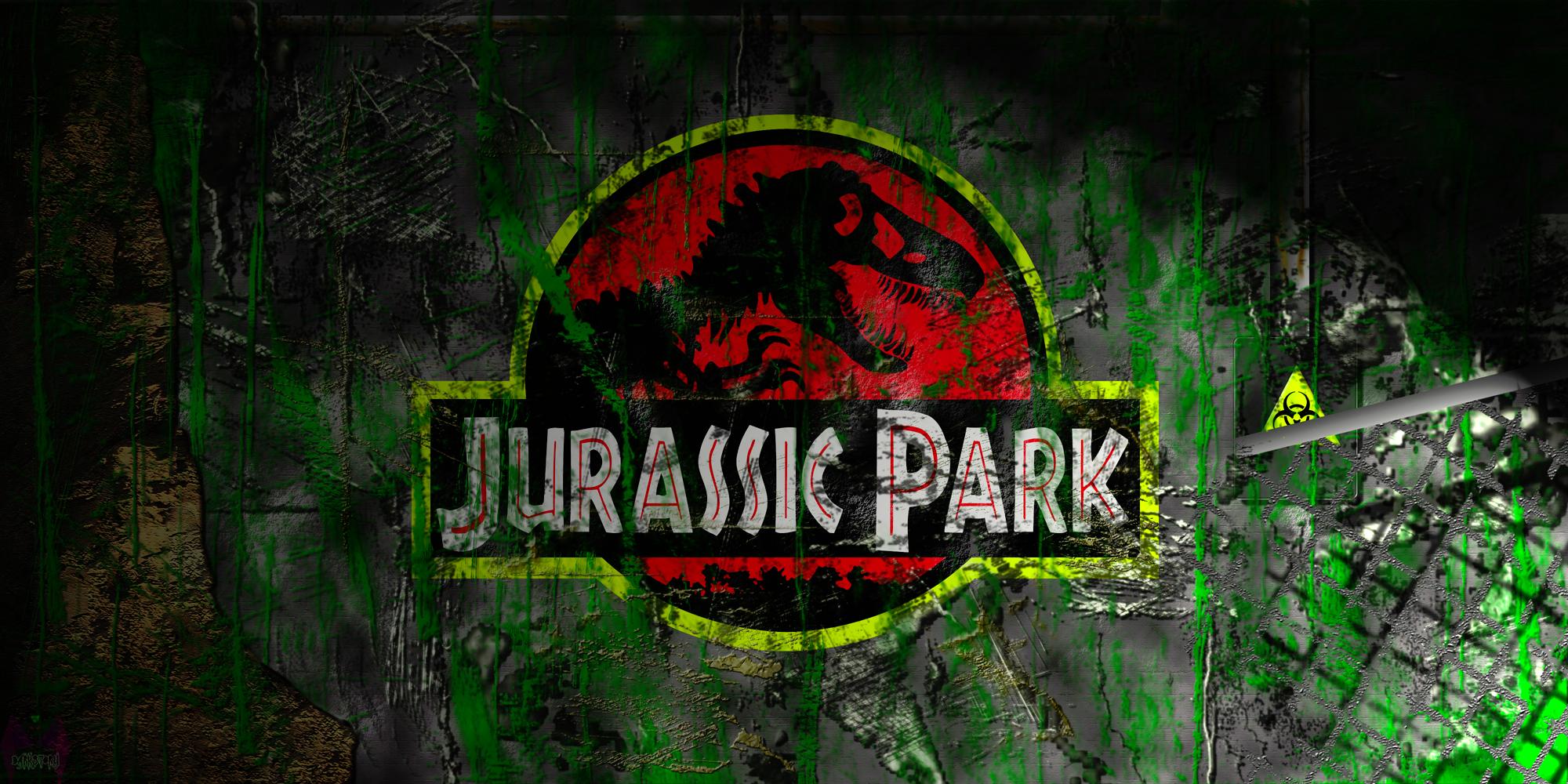 Logo Jurassic Park su recinzione, 2000x1000 alta risoluzione, Laptop