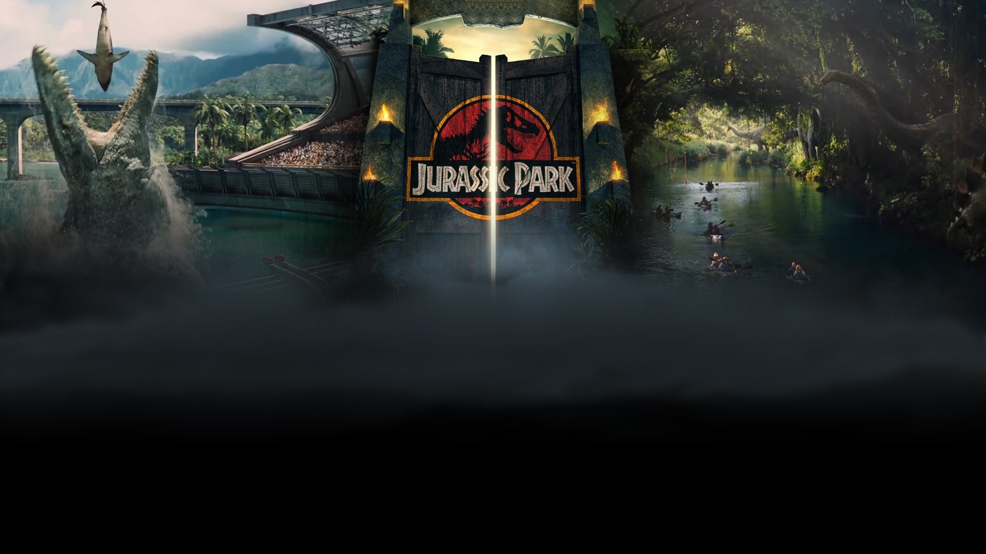 Logo Jurassic Park con dinosauri, 1920x1080 1080p, PC Desktop