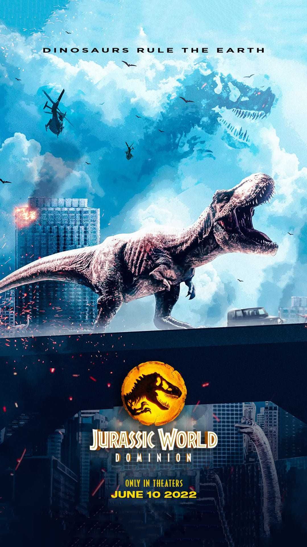 Jurassic World Dominion poster dinosauro, 1080x1920 Verticale, Samsung Galaxy