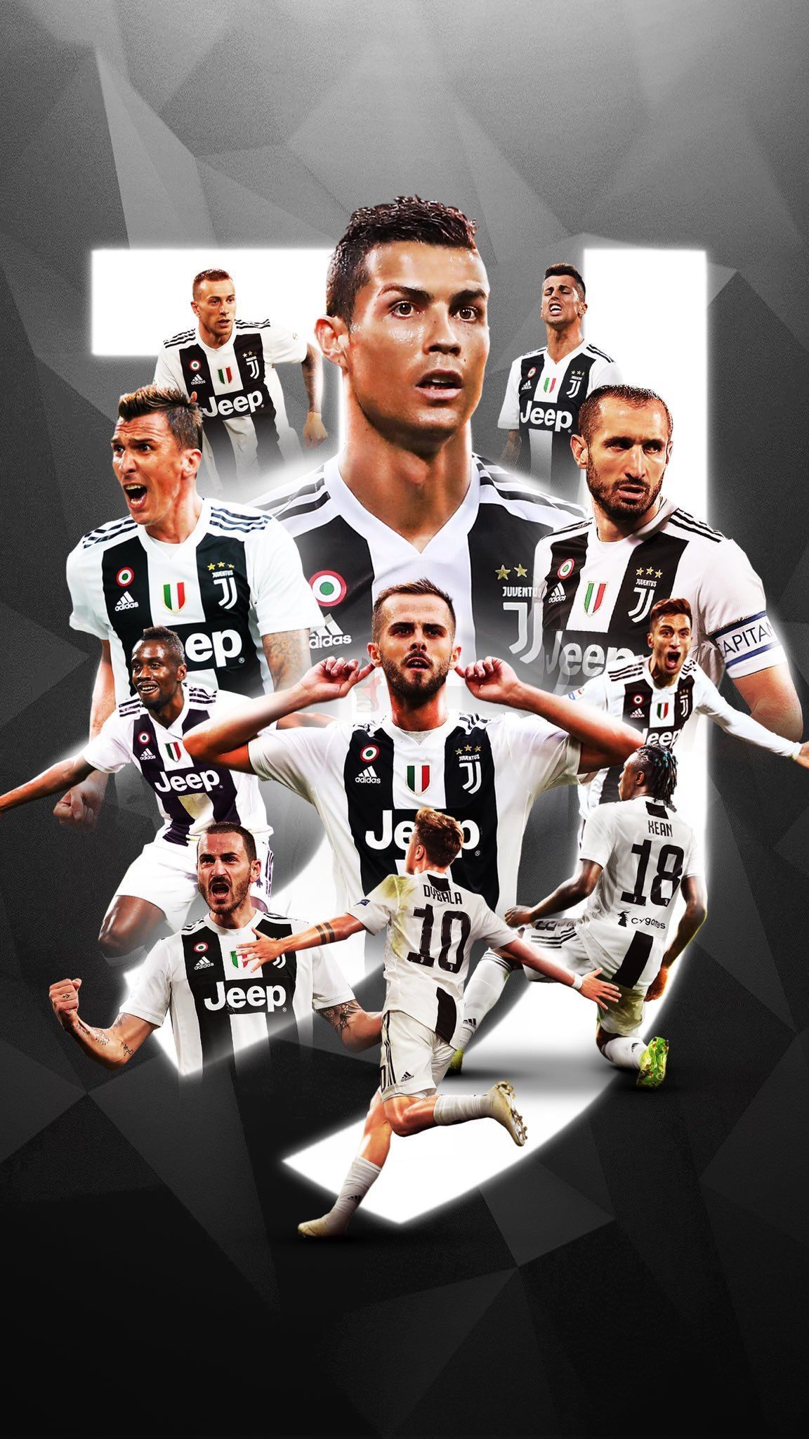Giocatori Juventus logo grigio, Serie A, 1152x2048 Verticale, Mobile