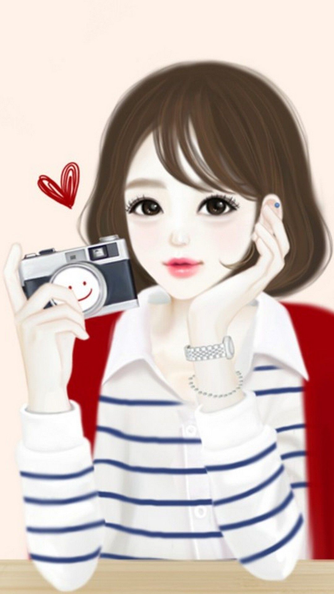 ragazza cartoon con fotocamera, 1080x1920 Verticale, Telefono