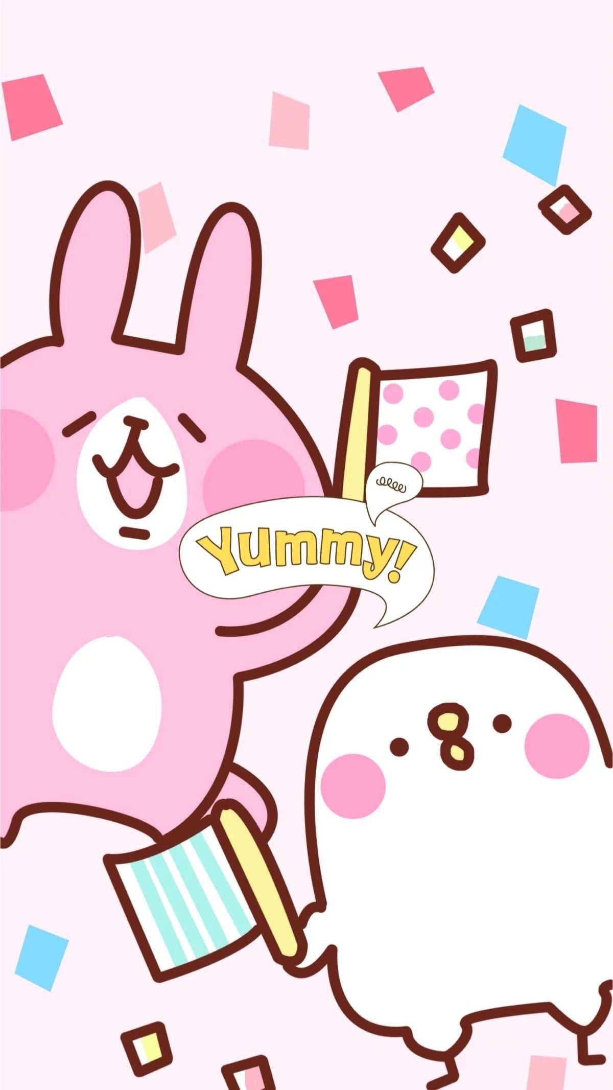 Coniglietto e pulcino kawaii rosa, 1200x2133 Verticale, Mobile
