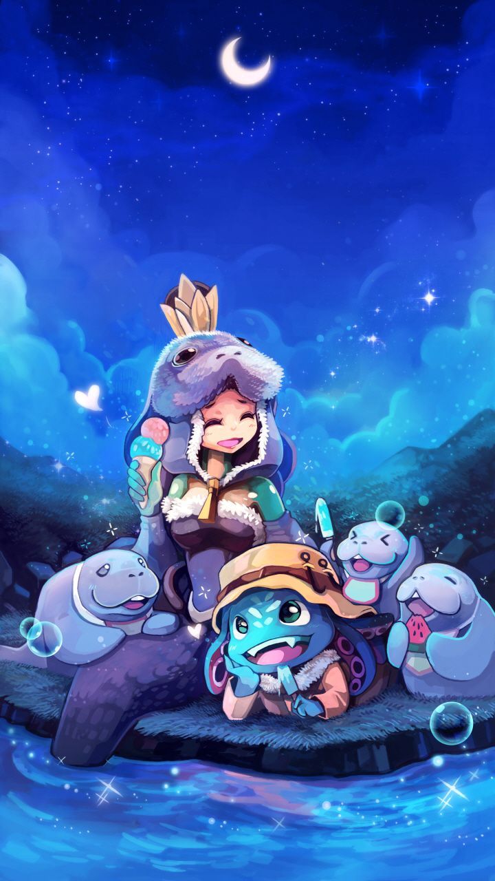 Personaggio anime con creature blu, 720x1280 Full HD Verticale, Smartphone