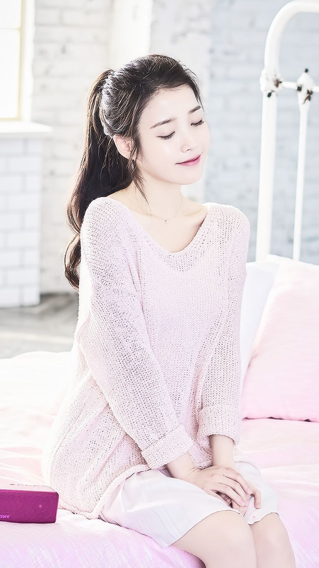 Ragazza asiatica maglione rosa, 1080x1920 Full HD Verticale, Smartphone