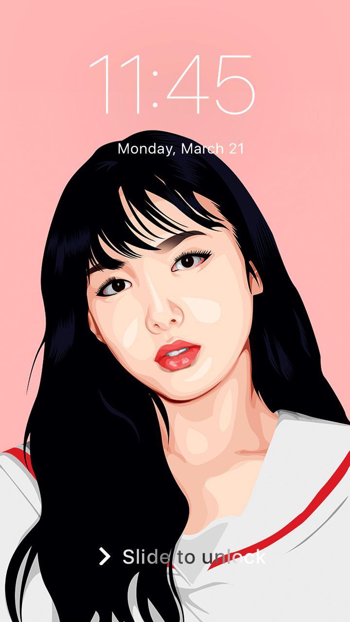 Ritratto illustrato ragazza k-pop, 720x1280 Full HD Verticale, Samsung Galaxy