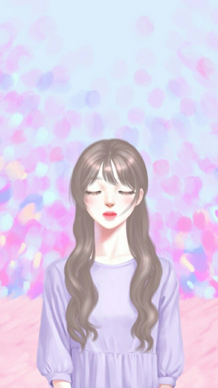 Ragazza illustrata capelli castani, 720x1280 Verticale, Mobile