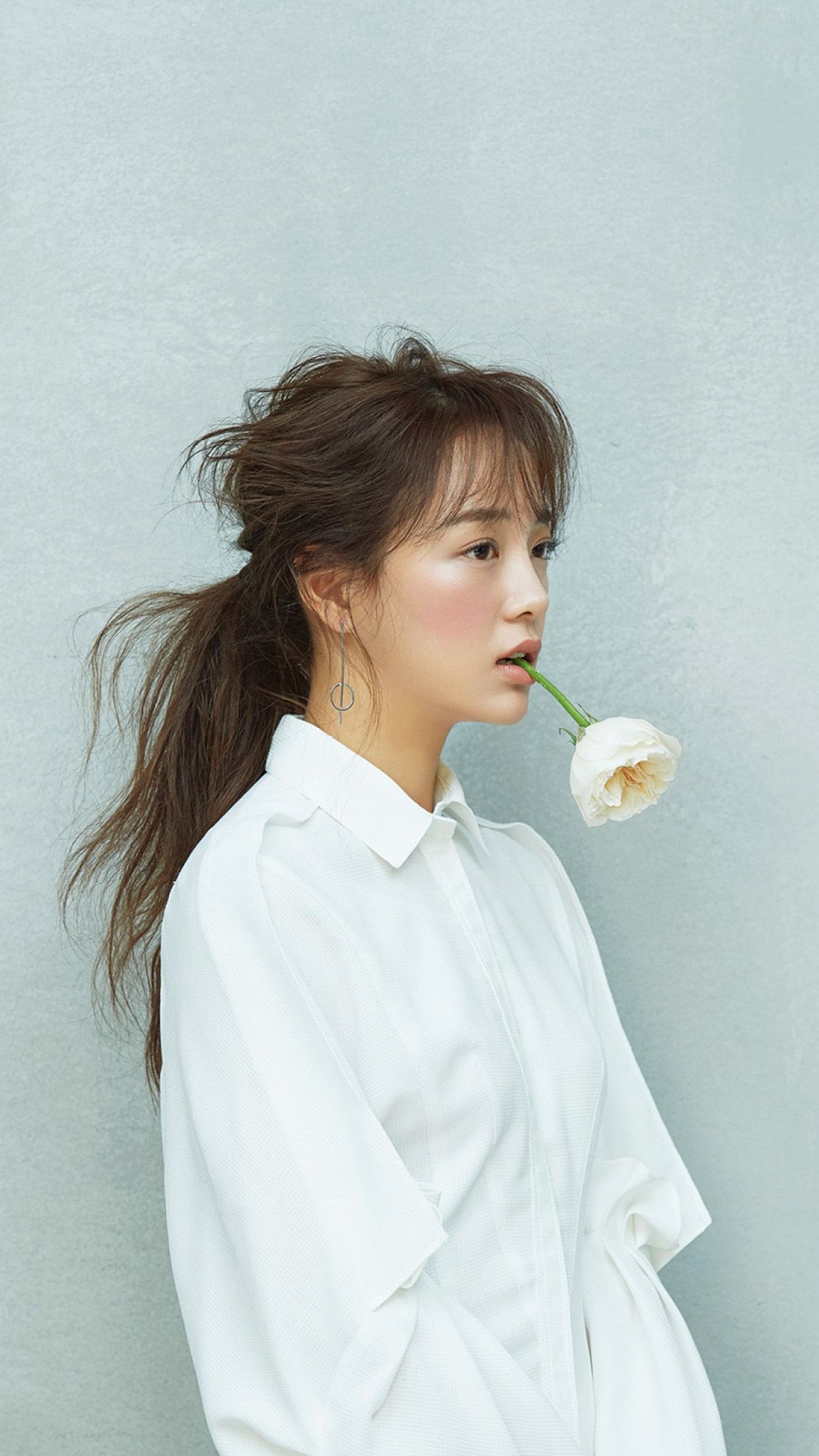 Ragazza k-pop camicia bianca, 1242x2208 Verticale, Telefono