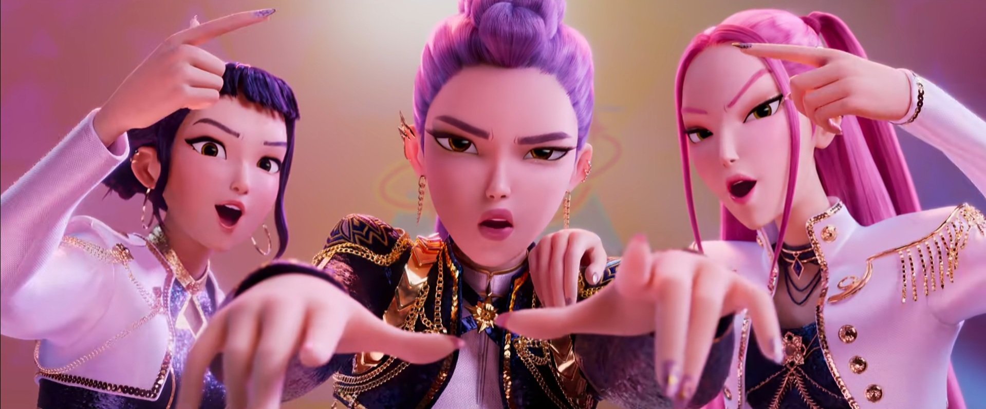 K-pop Demon Hunters personaggi animati, 1919x797 Ultrawide, Dual Monitor