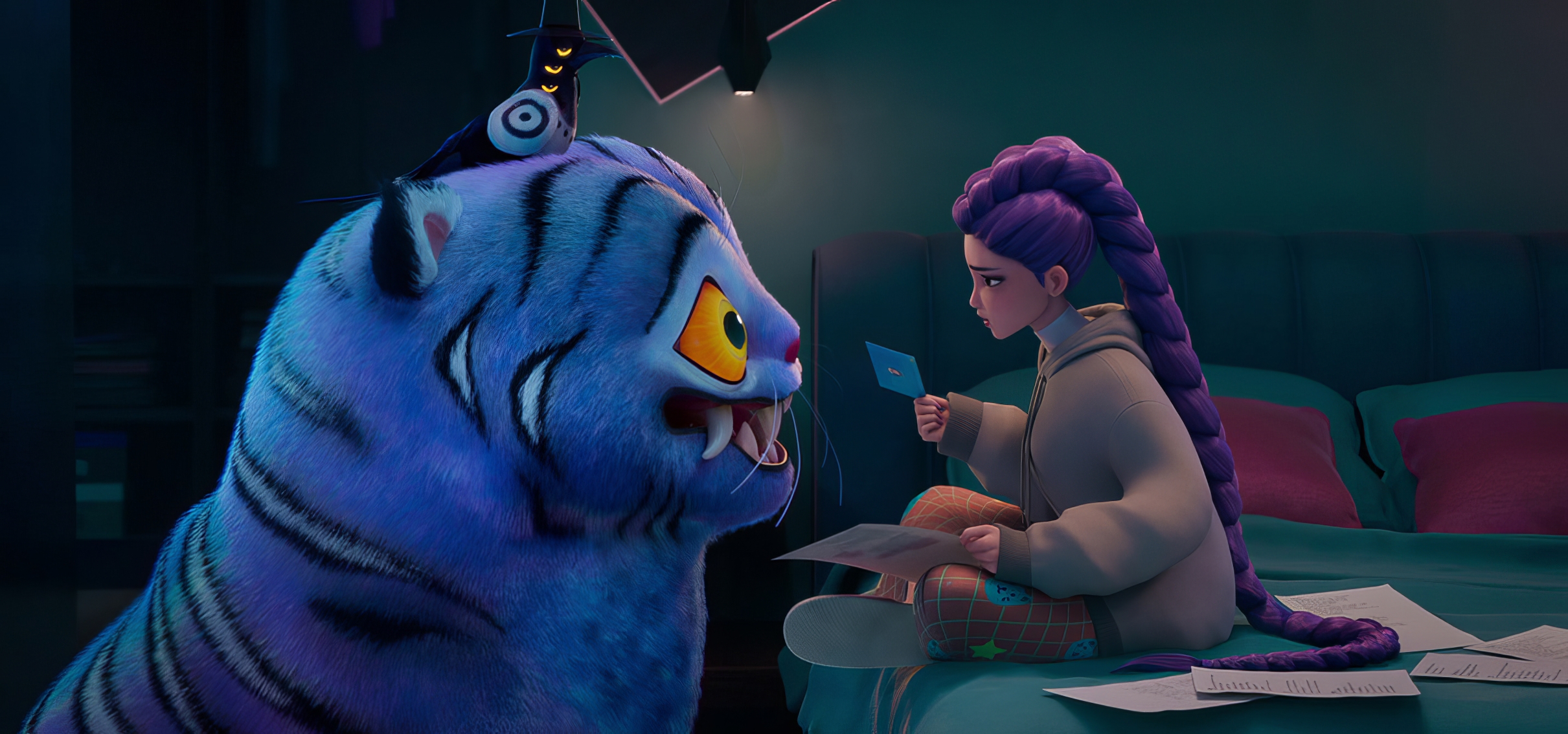 K-pop Demon Hunters tigre e ragazza, 2421x1135 Hi-Res, PC