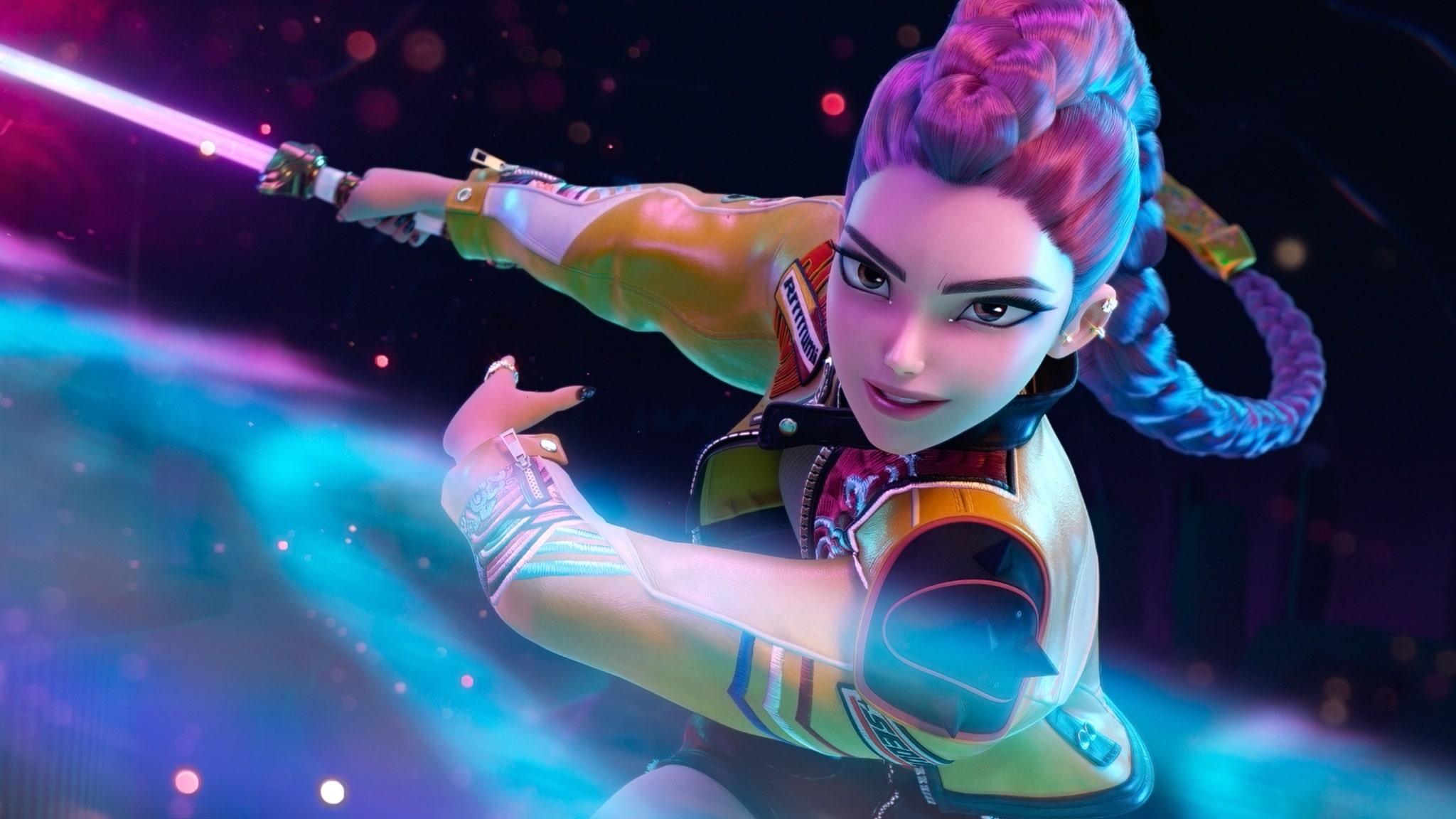 KPOP Demon Hunters personaggio spada, 2048x1152 alta risoluzione, Laptop