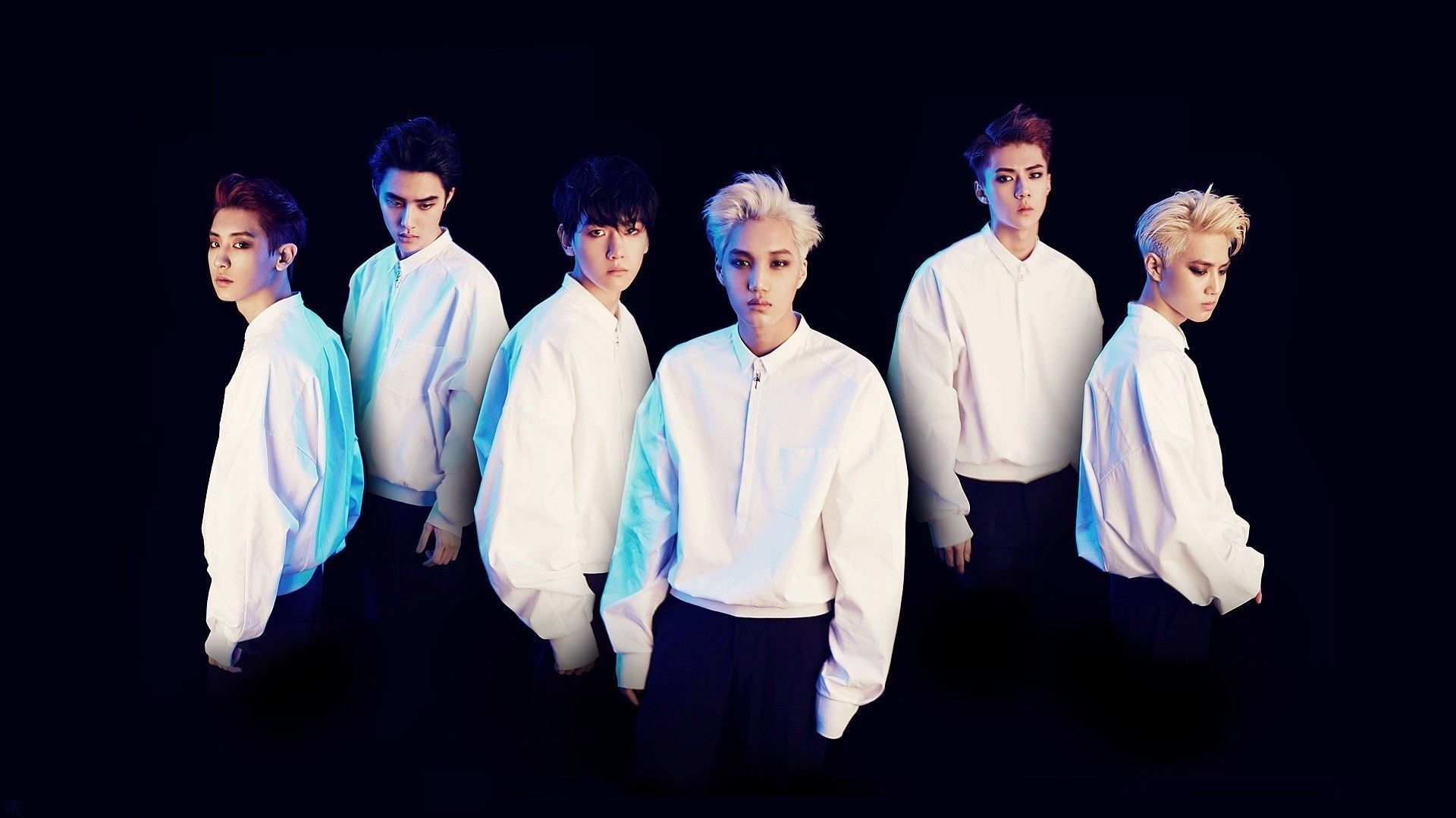 Gruppo K-pop maschile, sfondo nero, 1920x1080 Full HD, ROG Asus Laptop