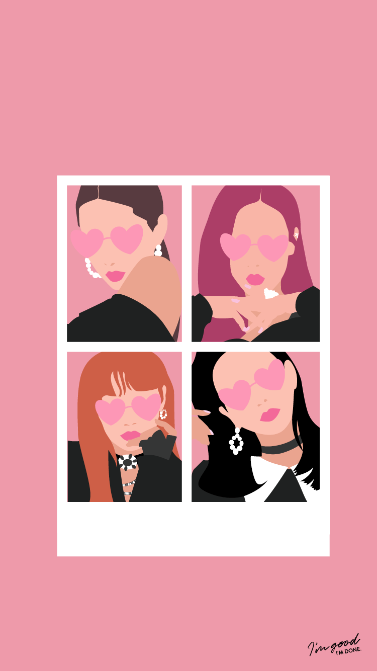 BLACKPINK illustrazione stile polaroid, 750x1334 Verticale, Mobile