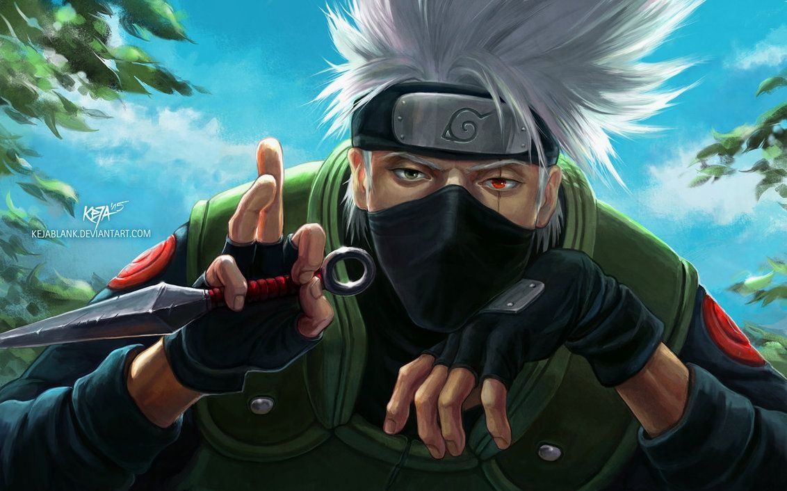 Kakashi Naruto seduto roccia, 1920x1080 Full HD 1080p, PC
