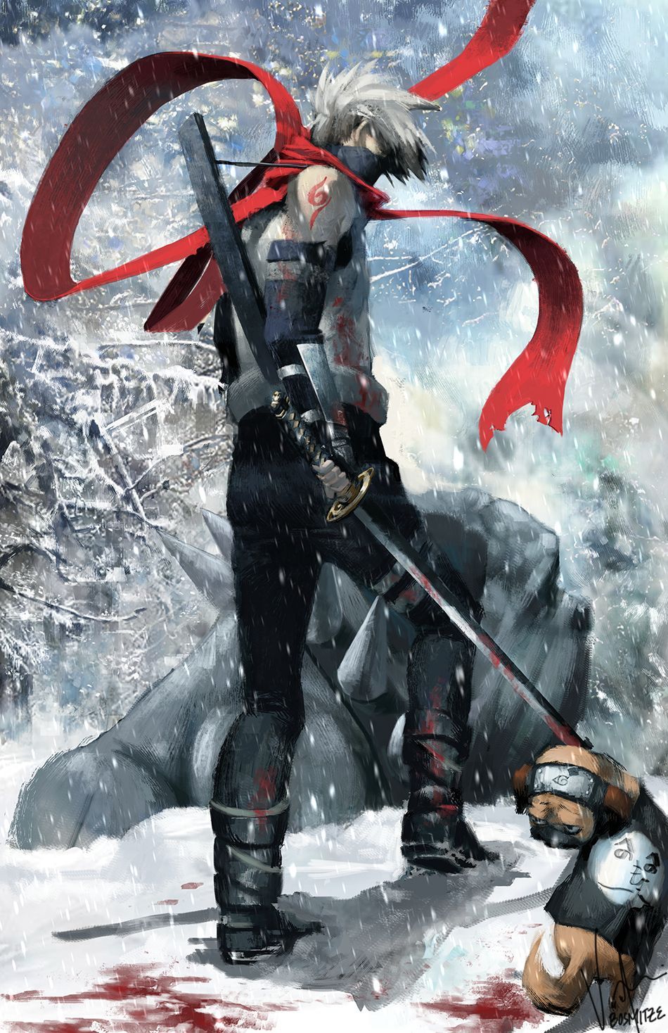Kakashi Hatake nella neve, 950x1468 Full HD Verticale, Google Pixel