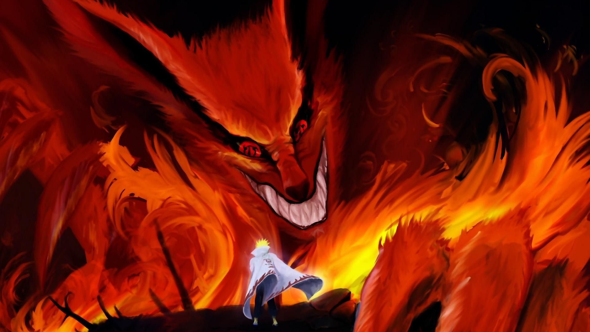 Kakashi contro volpe demoniaca fiammeggiante, Naruto, 1920x1080 Full HD 1080p, Desktop