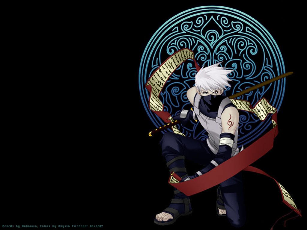 Kakashi Naruto sfondo nero, 1024x768 HD, Monitor Gaming