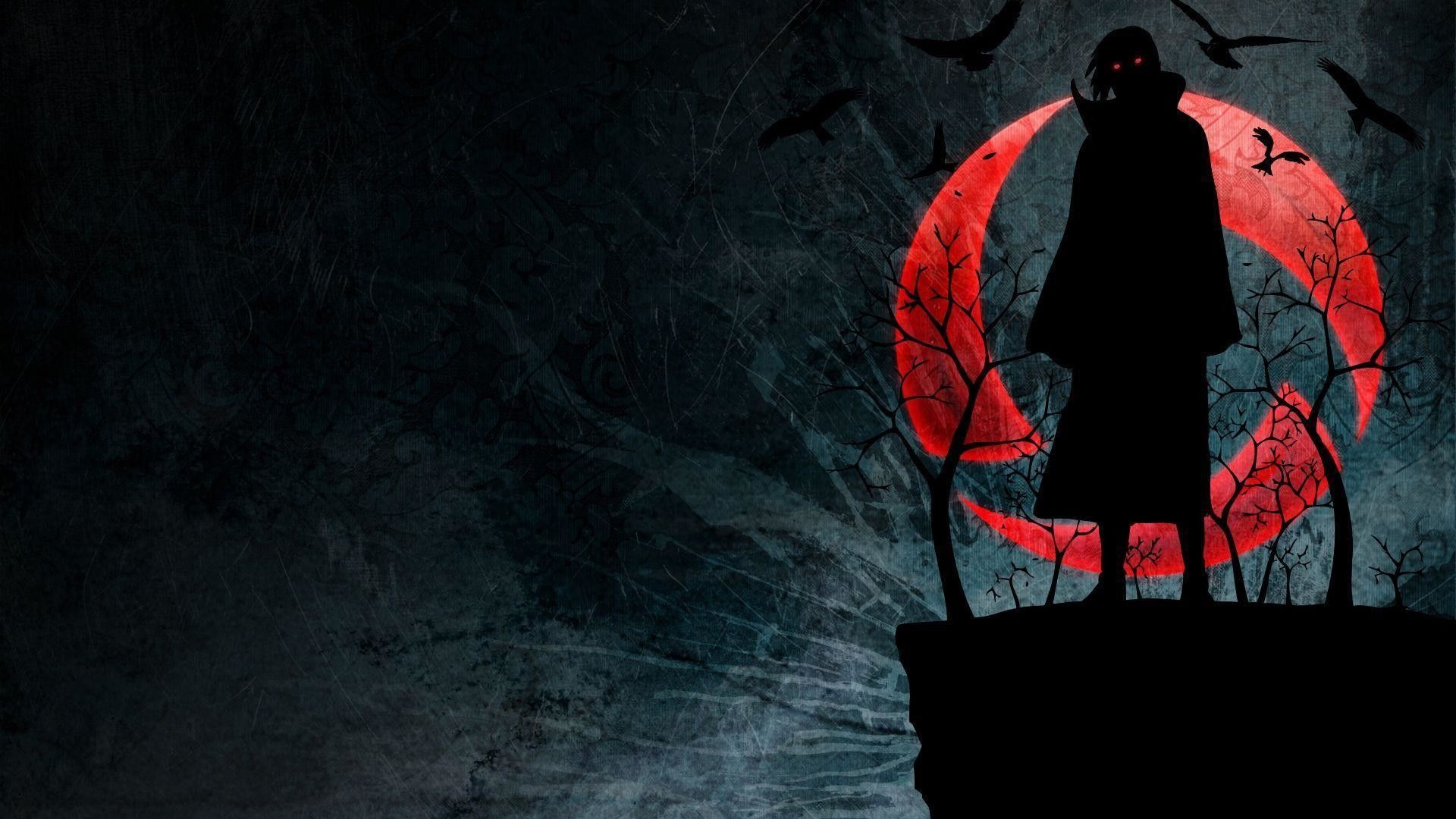 Itachi silhouette luna rossa, clan Uchiha, 1920x1080 Full HD, PC