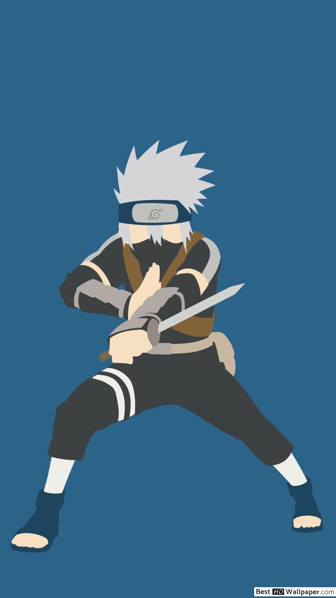 Kakashi Naruto stilizzato blu, 1080x1920 Verticale, Telefono