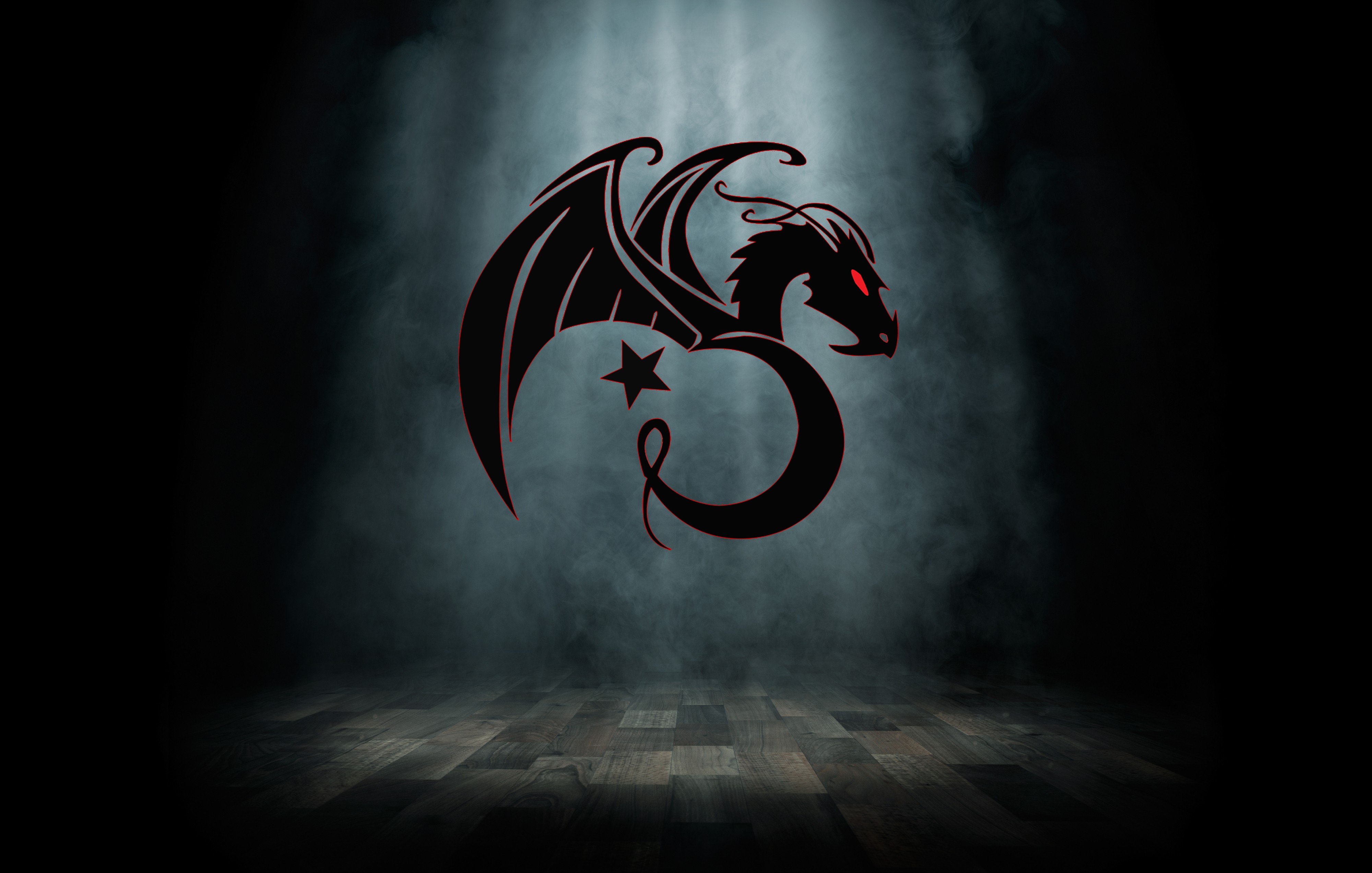 Drago nero logo Kali Linux, 4000x2546 UHD, PC 4K