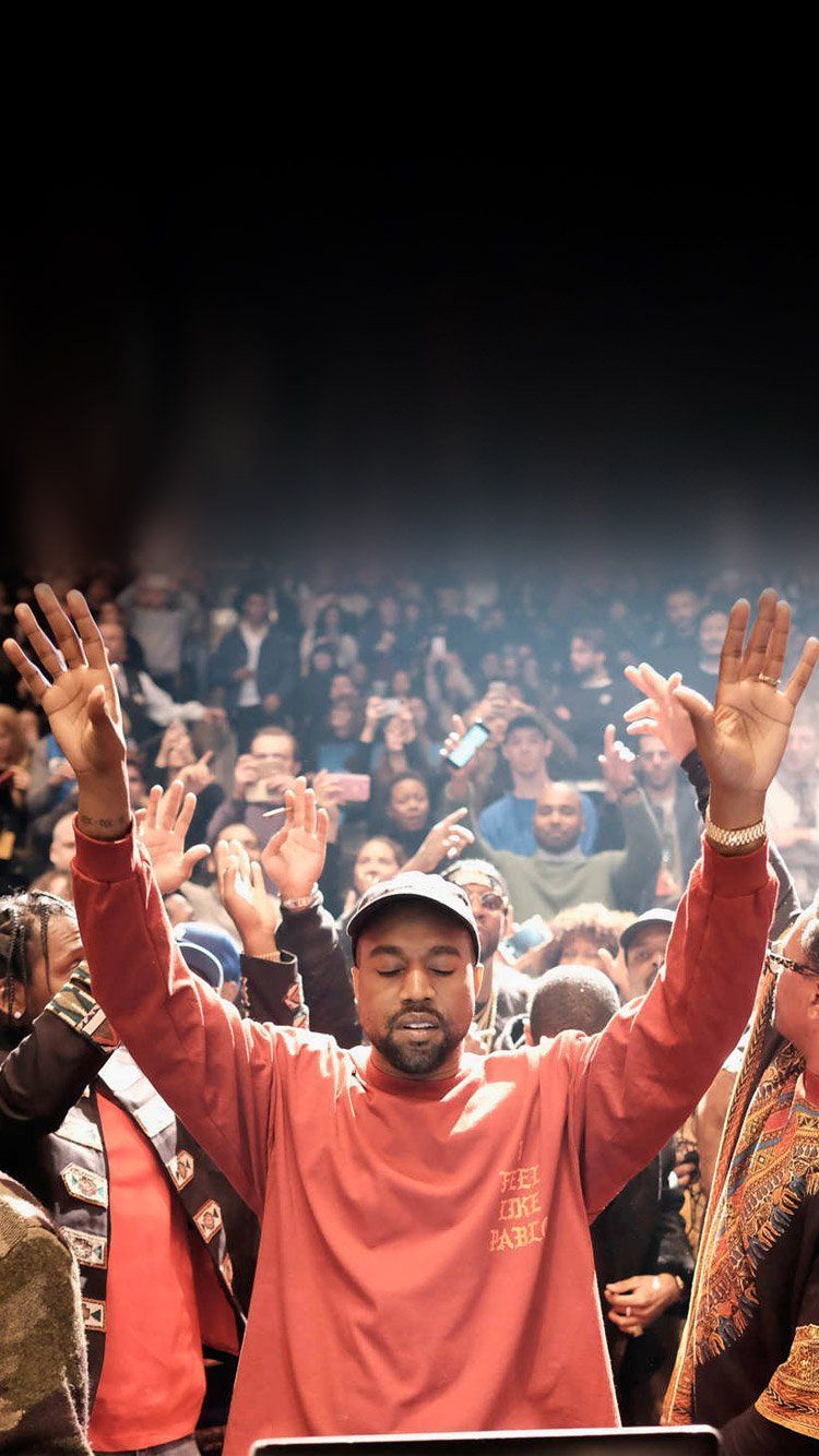 Kanye West braccia alzate folla, rapper, 750x1334 Verticale, iPhone Pro Max