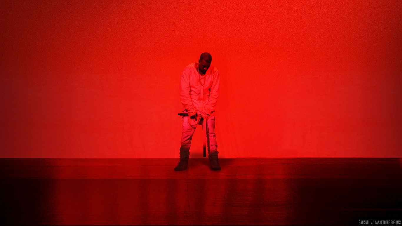 Kanye West seduto luce rossa, Ye, 1366x768 720p, Monitor Gaming