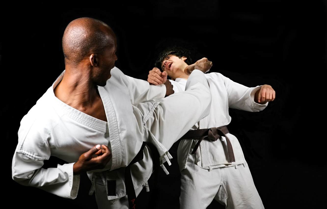 Combattimento karate, calcio alto, 1332x850 HD, Desktop