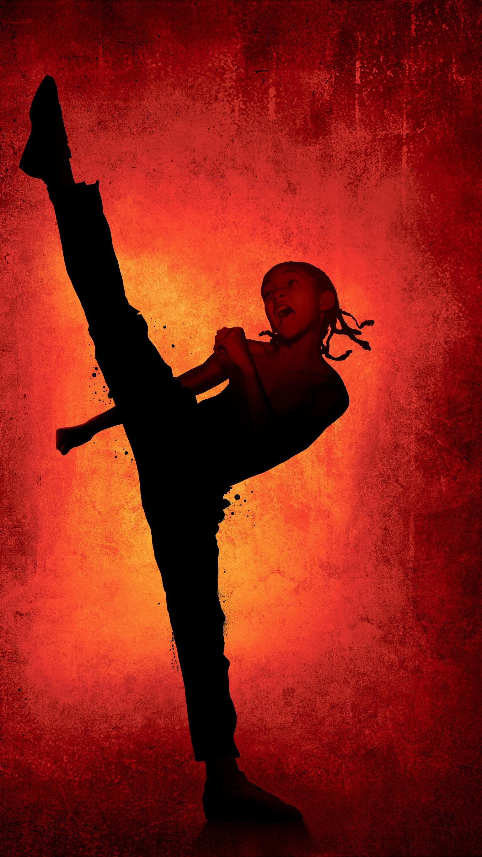 Silhouette calcio karate rosso, 1536x2732 Verticale, Telefono