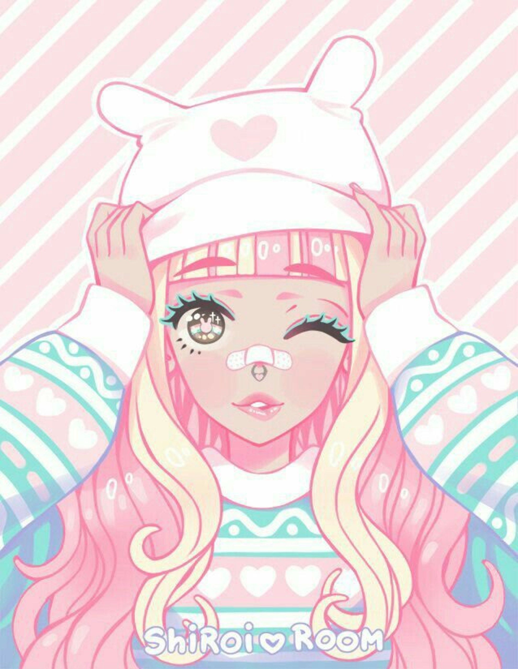 Ragazza anime con berretto orsetto, 1980x2560 Verticale, Android