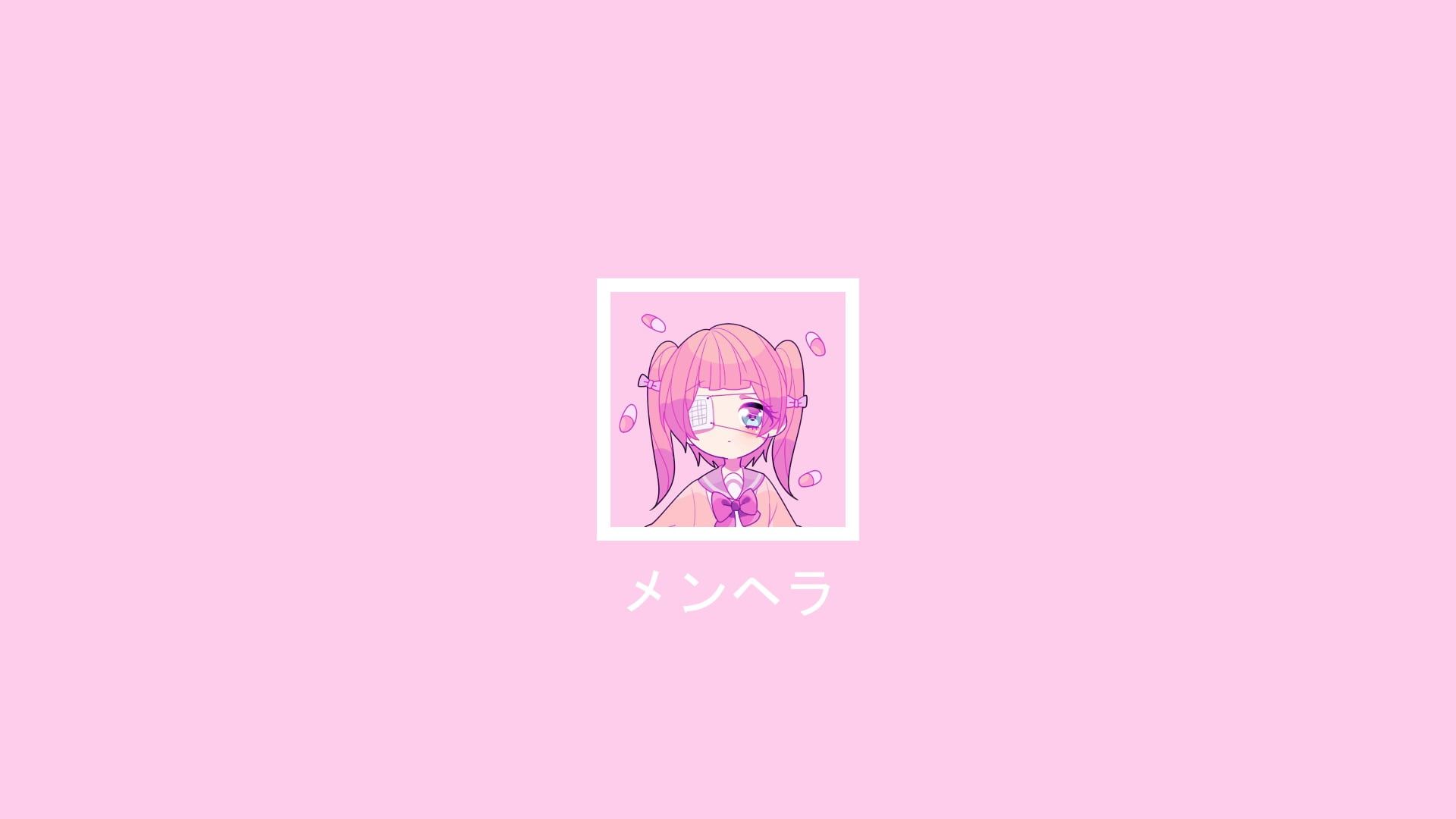 Menhera-chan sfondo rosa, 1920x1080 Full HD, Monitor Gaming