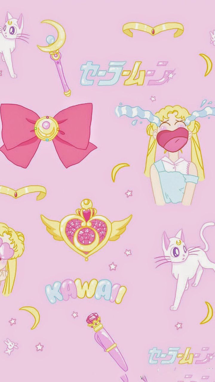 Sailor Moon pattern kawaii rosa, anime magico, 720x1280 Verticale, Telefono