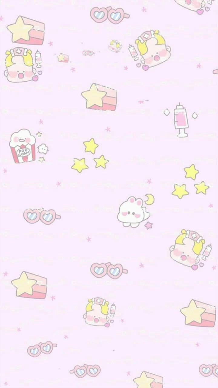 pattern kawaii pastello rosa, 720x1280 Full HD Verticale, Smartphone