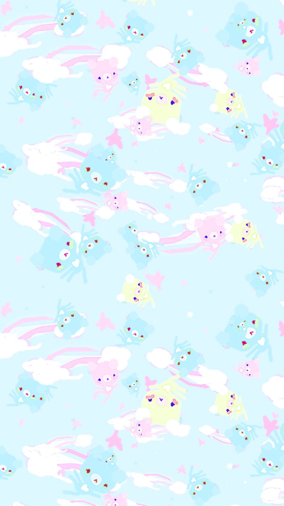 Coniglietti kawaii pastello azzurro, 1080x1920 Full HD Verticale, iPhone Plus