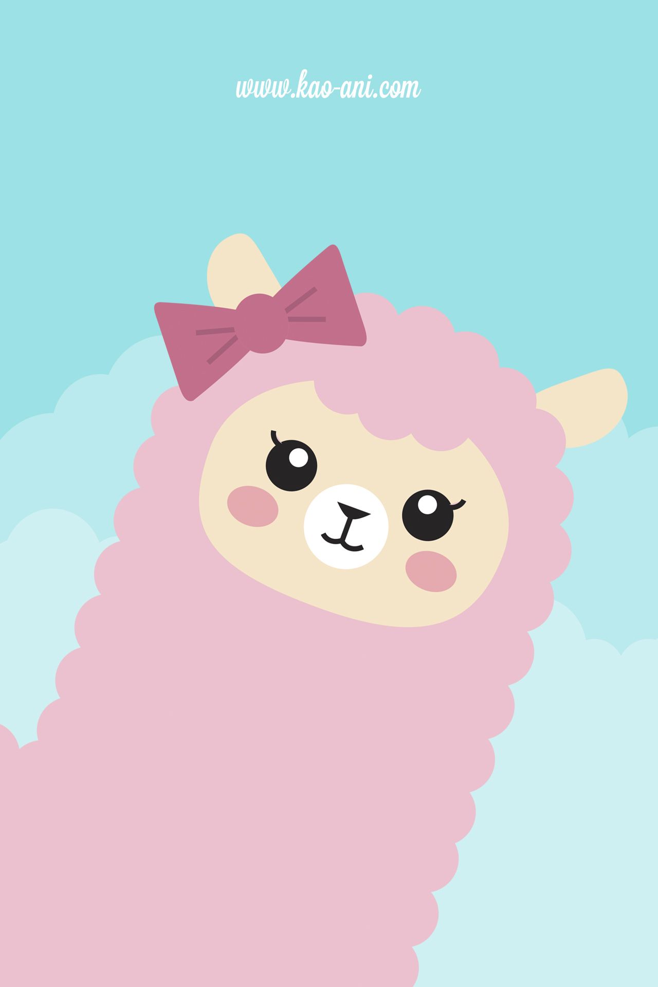 Lama kawaii rosa con fiocco, 1280x1920 Verticale, iPhone
