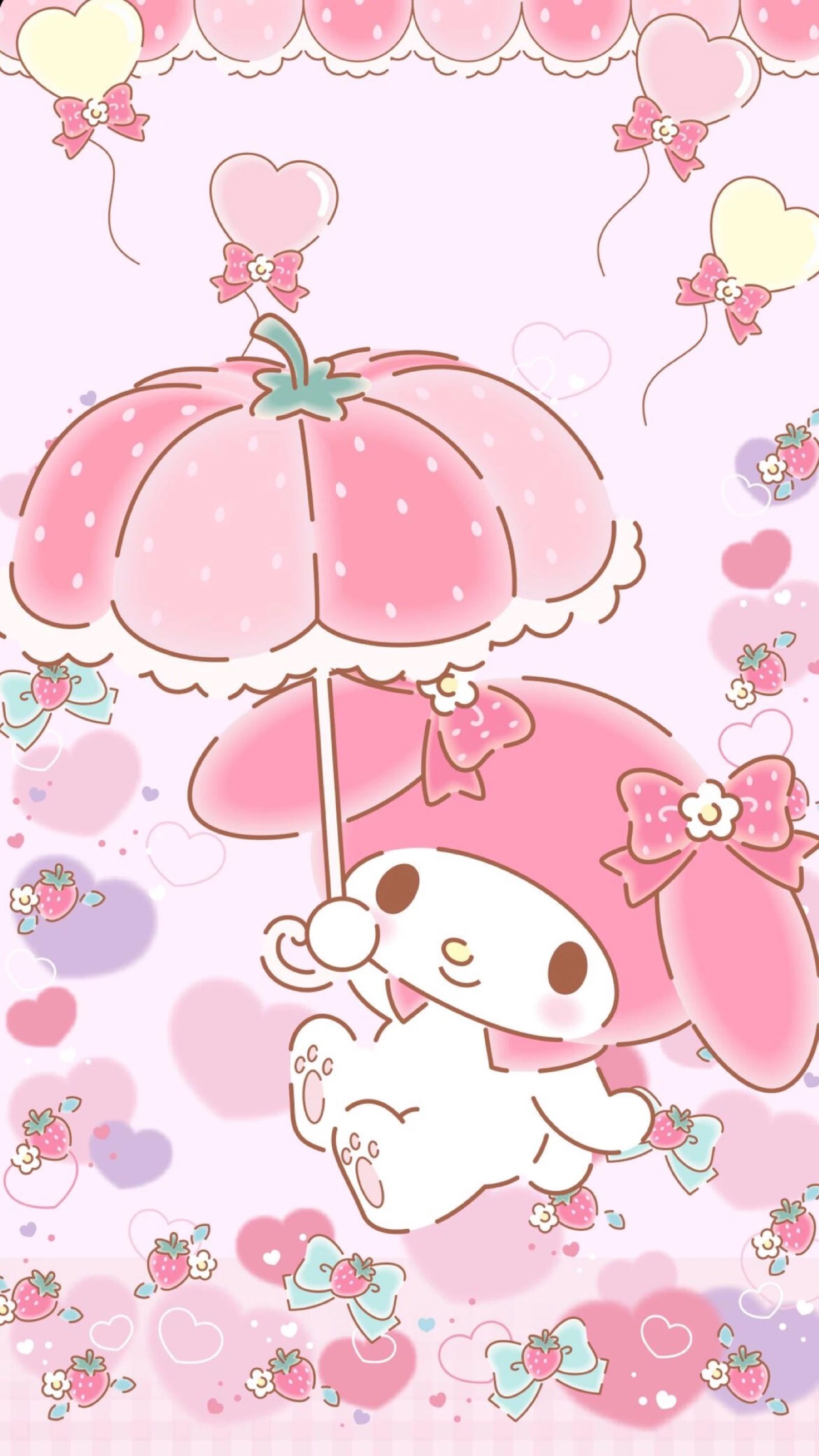My Melody con ombrello rosa, 1600x2844 Full HD Verticale, iPhone