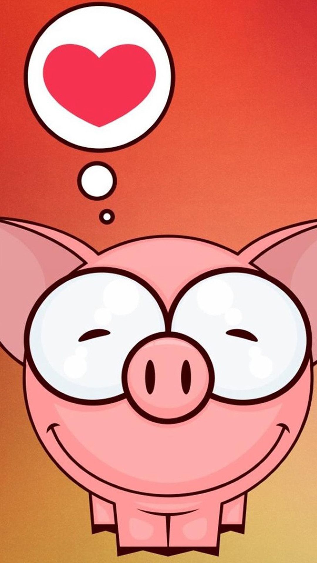Maialino kawaii con cuore, 1080x1920 Full HD Verticale, iPhone Pro