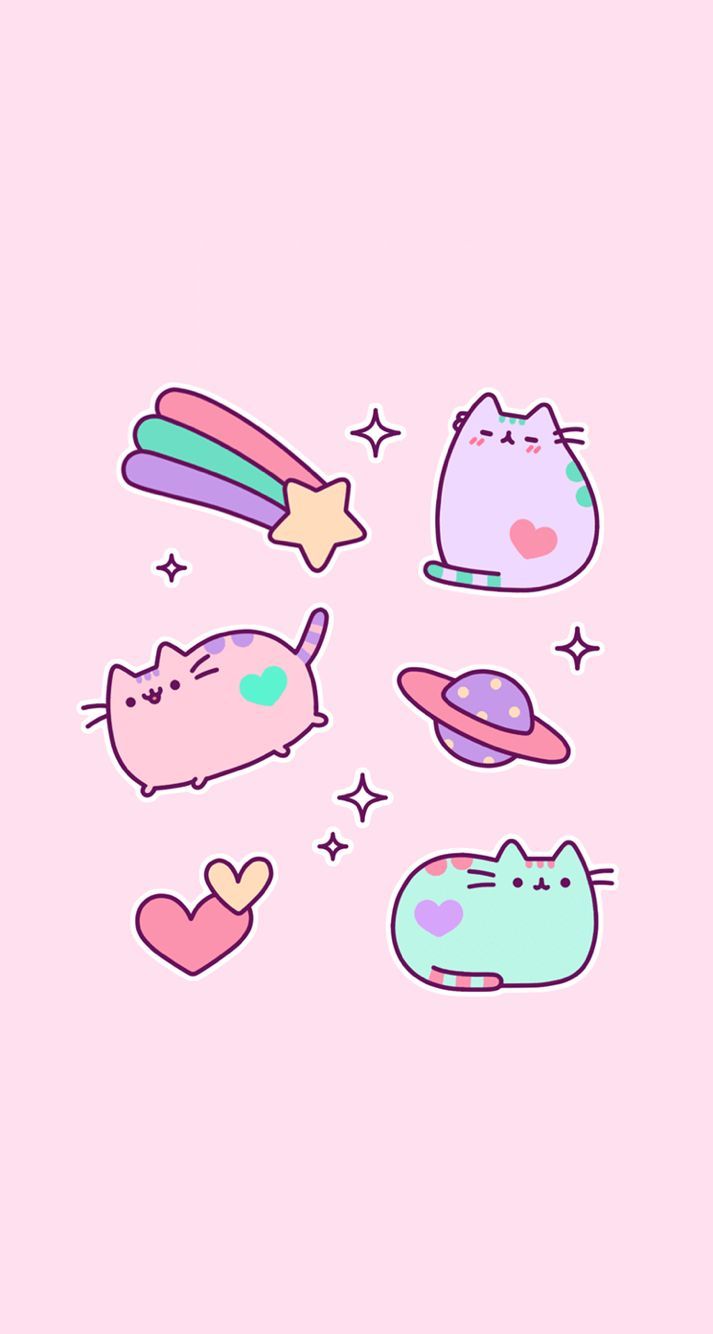 Gatti kawaii pastello sfondo rosa, 713x1334 Full HD Verticale, iPhone Plus