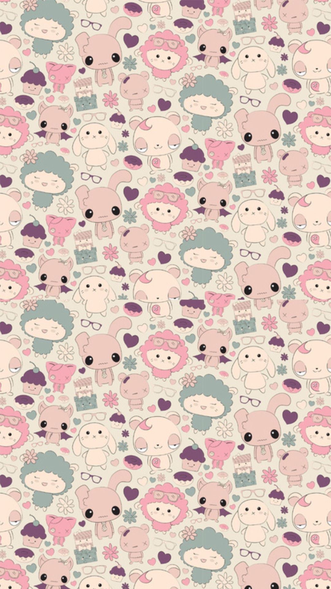 Pattern kawaii pecorelle rosa pastello, 1080x1920 Full HD Verticale, iPhone Plus
